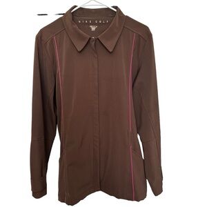 Nike Golf Dri-Fit Full Zip Jacket Women's Size Large Long Sleeve Pockets Brown‎